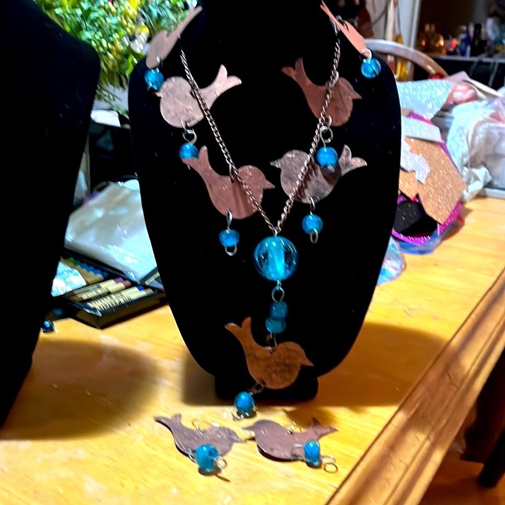 The “Bird Watching”Necklace with matching earrings